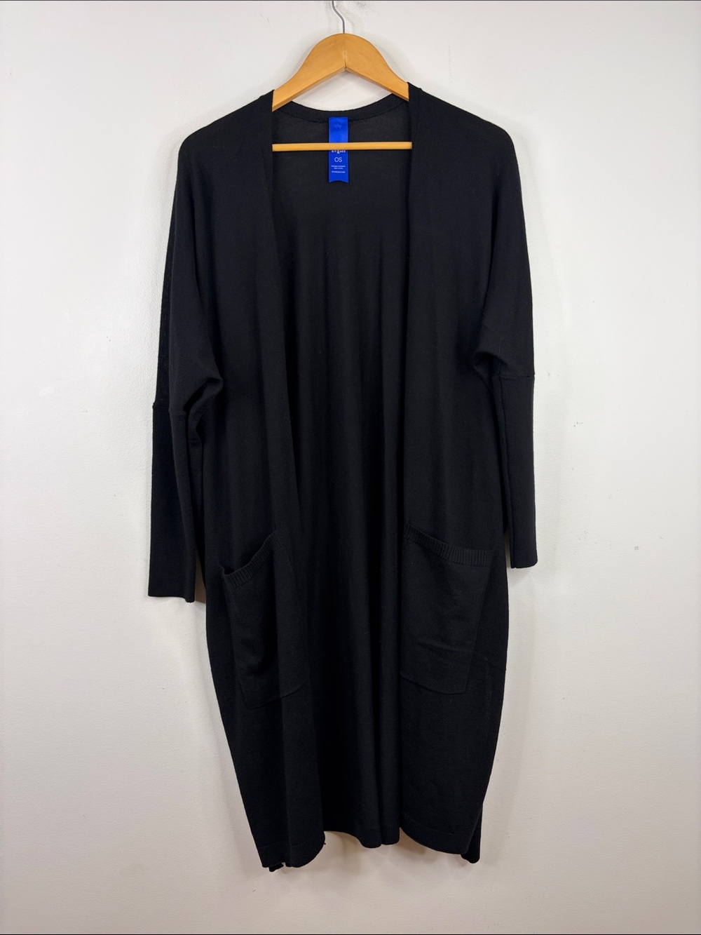 Kit and Ace Sweater Womens One Size Black Merino Wool Long Open Light Cardigan